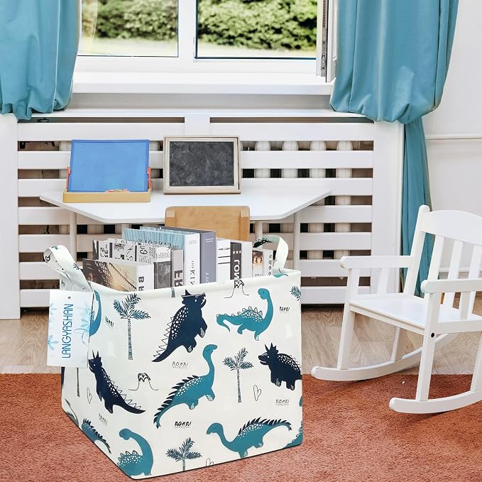 LANGYASHAN Square Storage Baskets Waterproof Canvas Children Laundry Nursery - Image 6