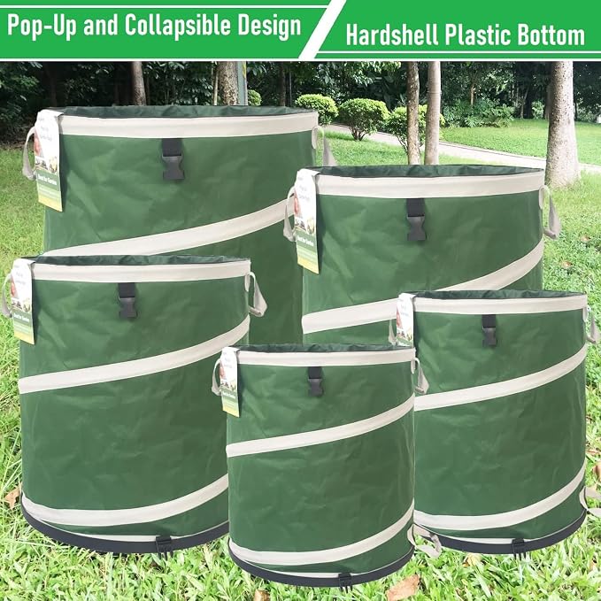 46-Gallon Collapsible Trash Can Hard-Shell Bottom Yard Garden Bag, Big Leaf Bag - Image 8