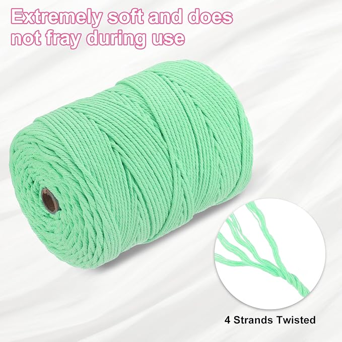 HARFINGTON Natural Macrame Cord 3mm x 328 Yards 4 Strand Twisted Cotton Macrame - Image 3
