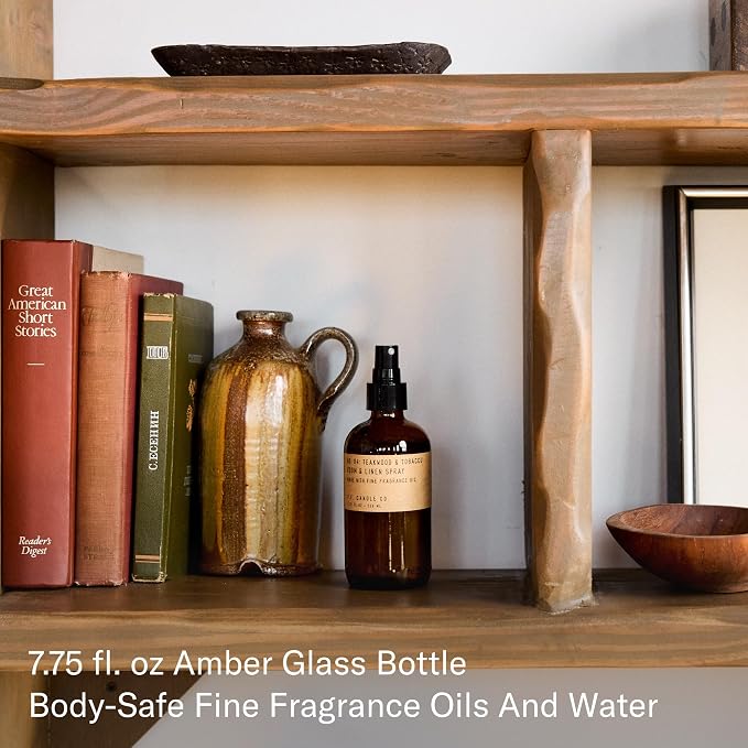 P.F. Candle Co. Teakwood & Tobacco Scented Room & Linen Spray Amber Glass Bottle - Image 3