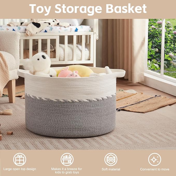 OIAHOMY 125L Extra Large Blanket Basket, Jumbo Laundry Hamper, Cotton Rope - Image 4