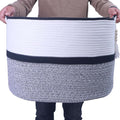 Large Woven Rope Laundry Hamper, Cotton Rope Storage Basket by HXYUANDAHOMEDECORATION