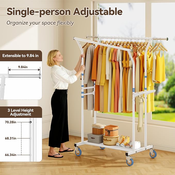 Heavy Duty Clothes Rack for Hanging Clothing: 800LBS Rolling Coat Racks - Image 3