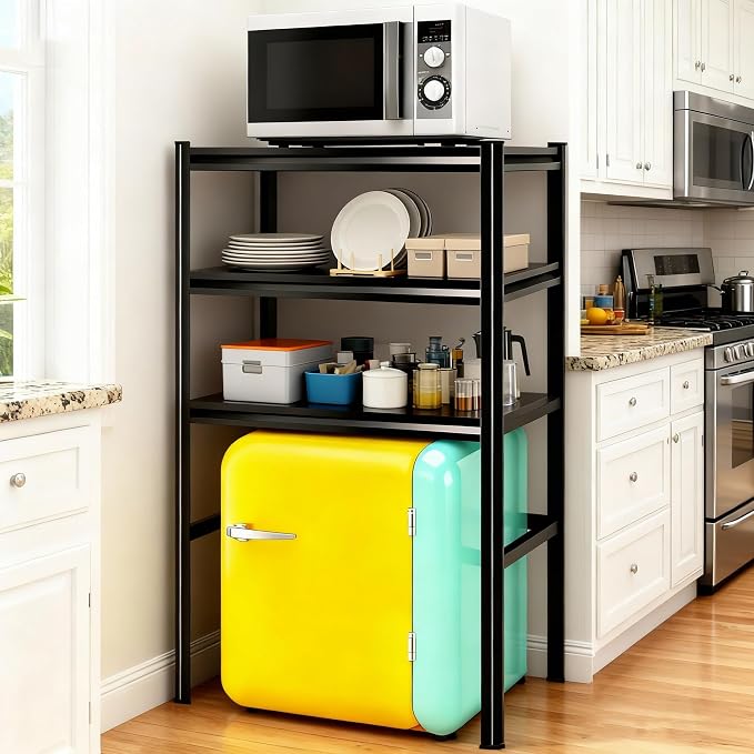3-Tier Space Saving Refrigerator Shelf Organizer, Adjustable Metal Storage Rack - Image 2