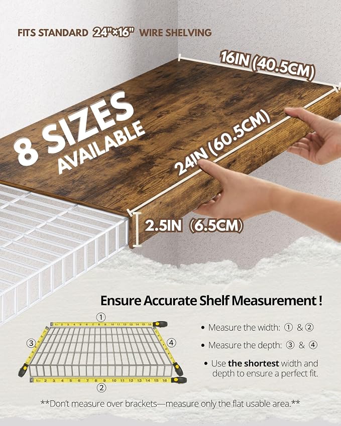 5 Pcs 24×16 Wire Shelf Cover – Engineered Wood Wire Rack Covers - Image 4