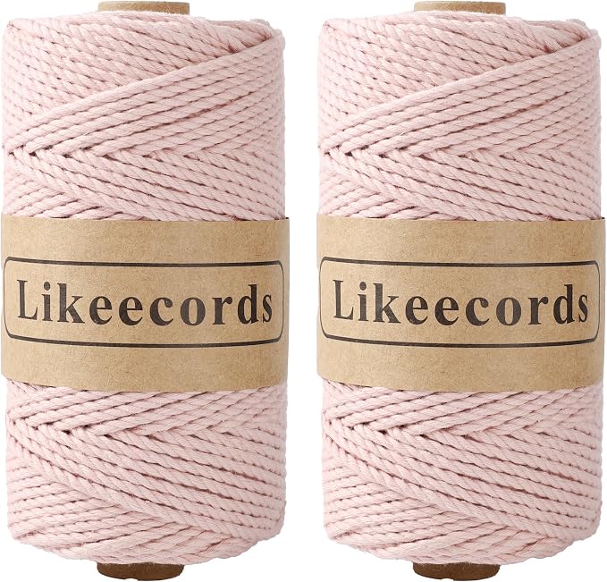 2 Rolls of Cotton Macrame Cord, 3 Strand Twisted Yarn by Likeecords