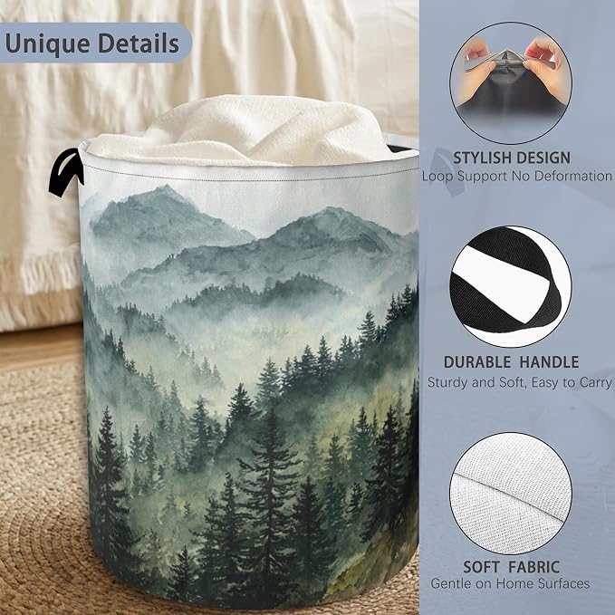 Mountains Forests Laundry Hamper, Dirty Clothes Laundry Basket - Image 3