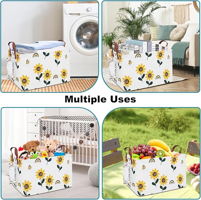 FANKANG Storage Bins, Nursery Hamper Canvas Laundry Basket Foldable - Image 5