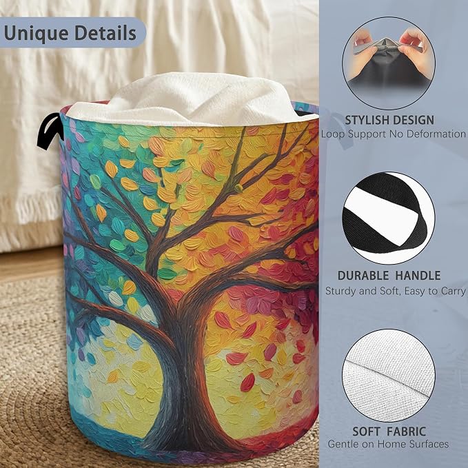 Tree of Life Laundry Basket, Oxford Cloth Laundry Hamper - Image 3