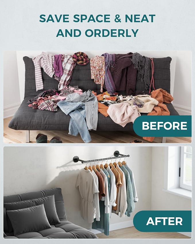 OROPY Industrial Pipe Clothing Rack, Wall Mounted Clothes Rack, Closet Rods - Image 5