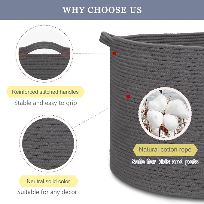 Extra Large Blanket Basket 87L, Laundry Hamper, Baby Nursery Hamper - Image 4