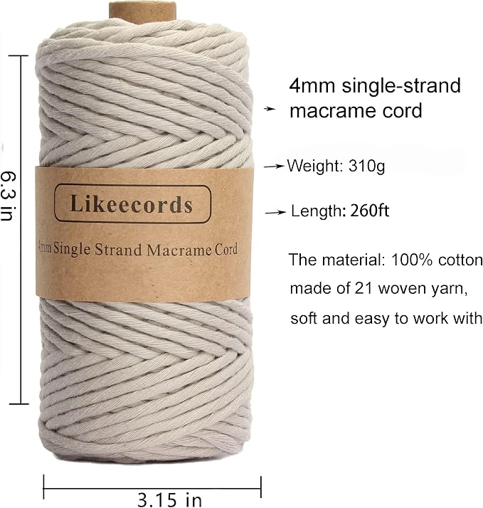 2 Skeins of 4mm X 80m Single Strand Macrame Cord Handmade Decorations Softer - Image 2