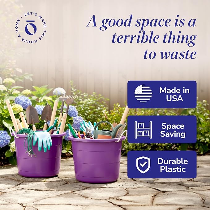 HOMZ 2-Pack Utility Tub, Large Plastic Storage Bucket - Image 6