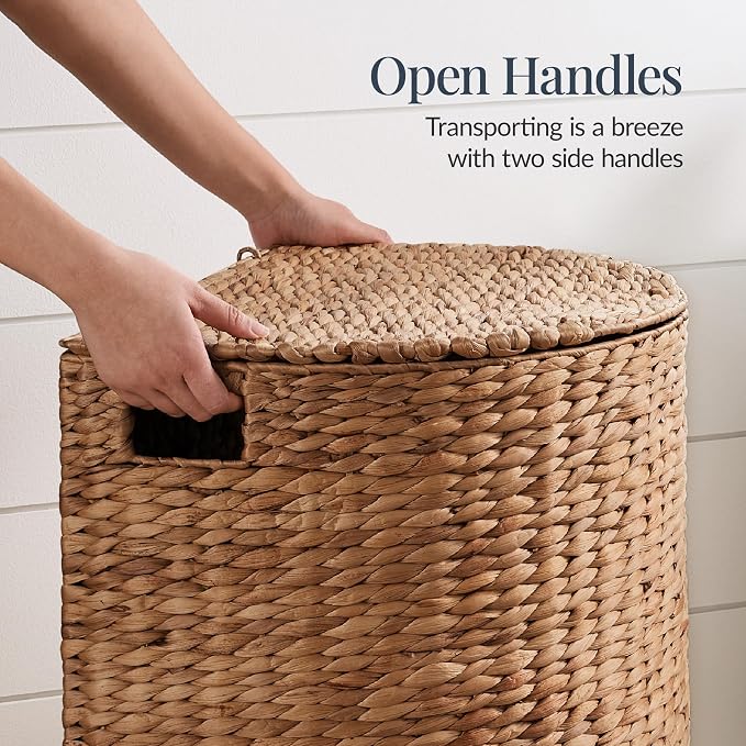 Best Choice Products Half Moon Laundry Hamper w/Lid, Woven Half Round Laundry - Image 6
