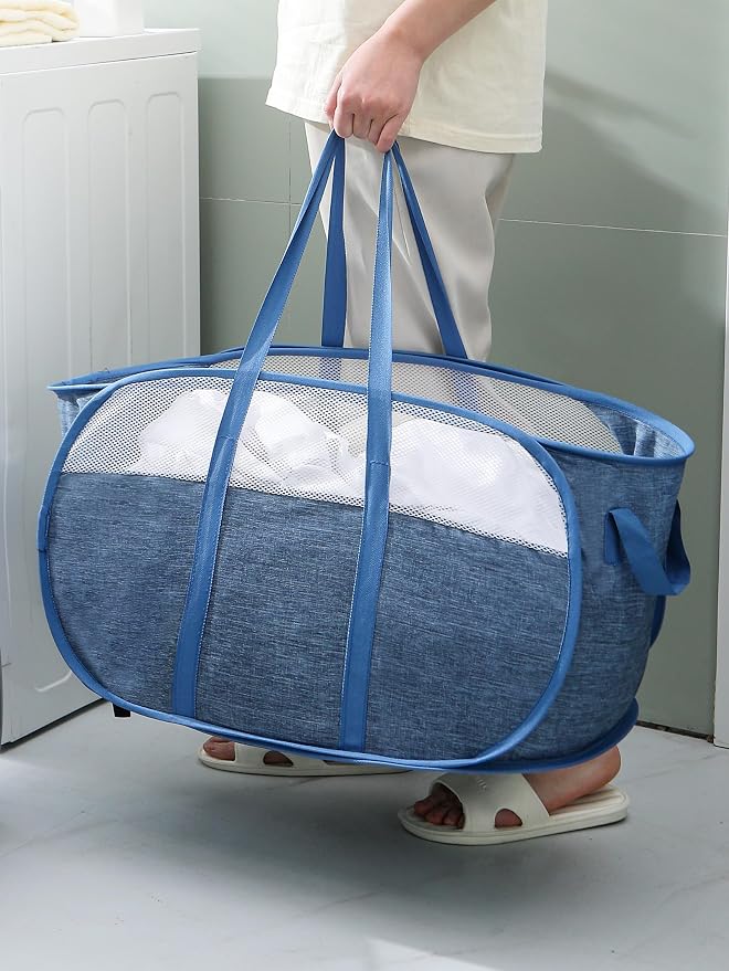 Pop-Up Laundry Basket，collapsible Mesh Laundry Hamper– - Image 4