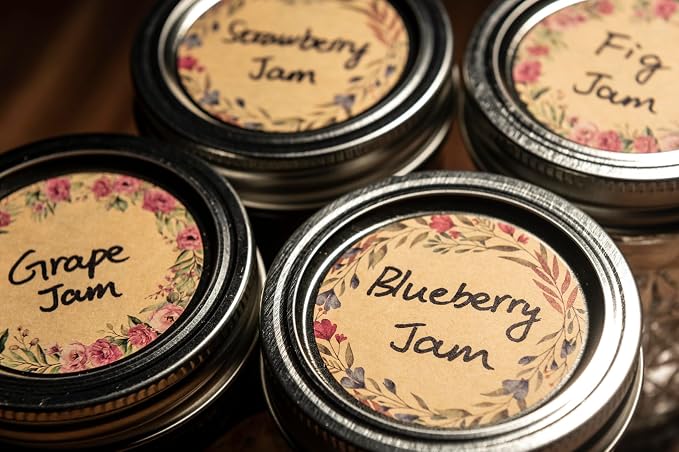 2" Pink Flower Label Stickers for Jars, Mason Jars, Spice Bottles & More - Image 2