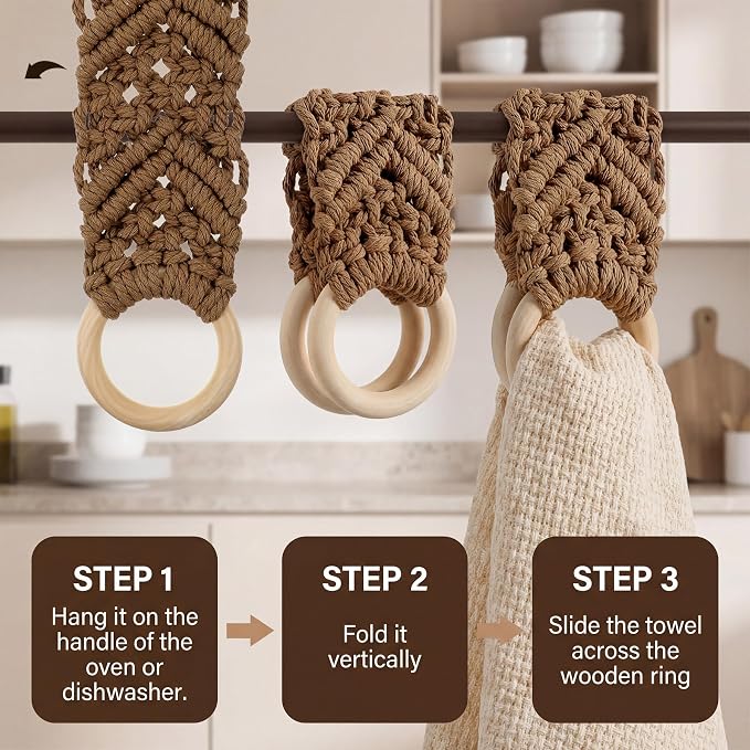 2 Pcs Kitchen Towel Holder, Handmade Crochet Dish Towel Holder - Image 3