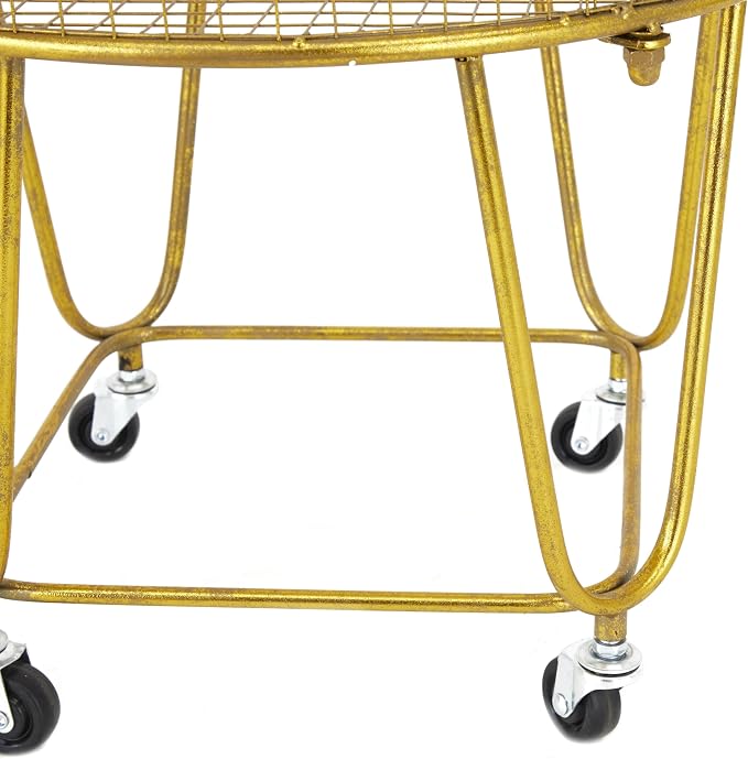 Deco 79 Metal Storage Cart Deep Set Metal Mesh Laundry Basket - Image 5