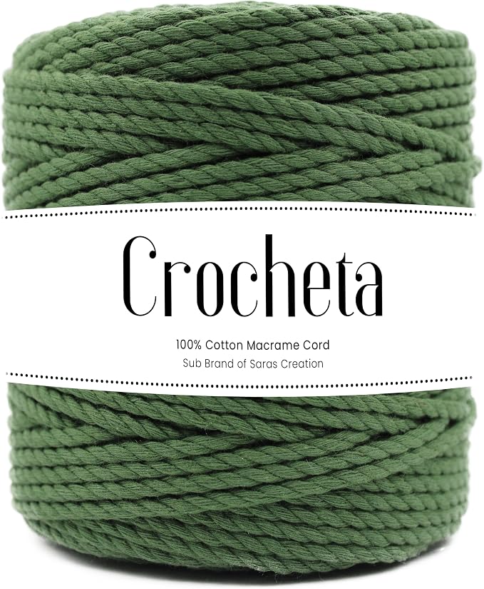 3 Ply Twisted Macrame Cord 3mm x 109Yards 100% Natural Cotton Like Macrame Rope by Crocheta
