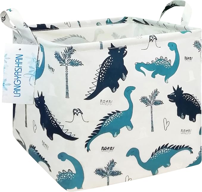 LANGYASHAN Square Storage Baskets Waterproof Canvas Children Laundry Nursery by LANGYASHAN