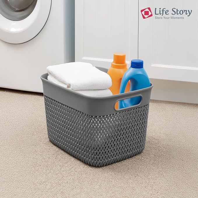 Life Story Large Storage Basket, Decorative Plastic Home Organizer, Lightweight - Image 4