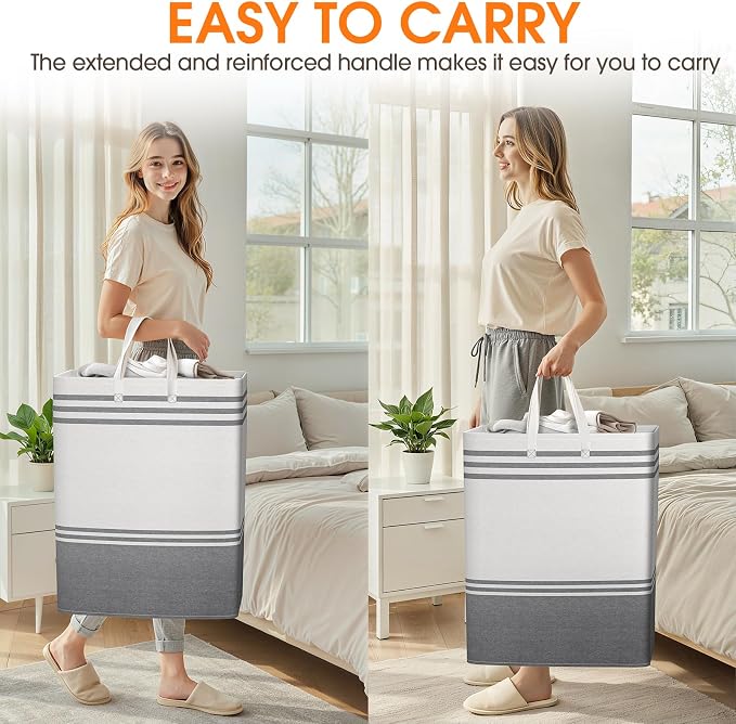 3 Pack Large Laundry Baskets, Laundry Hampers, Freestanding Waterproof - Image 6