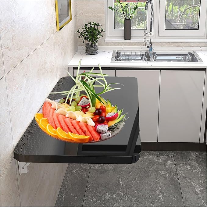 Laundry Floating Folding Table, Wood Wall Mounted Folding Table, fold down table by OVOGGPAN