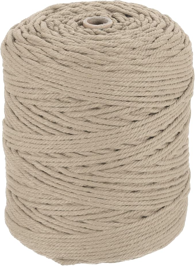 HARFINGTON Natural Macrame Cord 3mm x 328 Yards 4 Strand Twisted Cotton Macrame by HARFINGTON