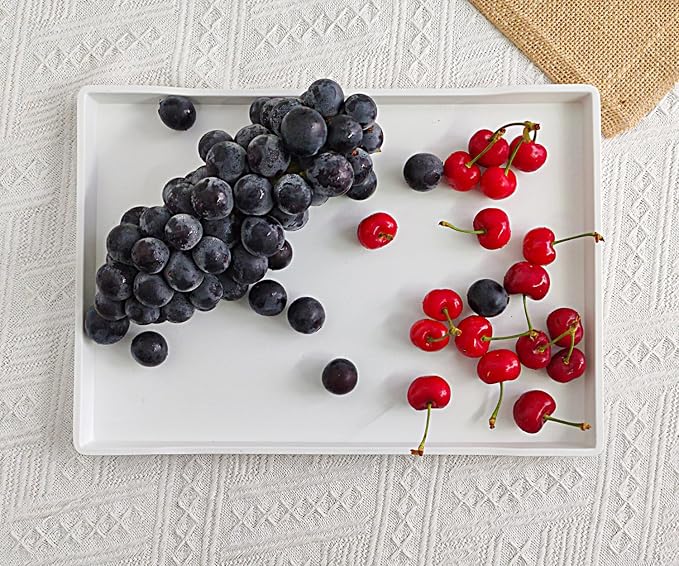 White Serving Tray for Serving Accessory, Elegant & Stackable Plastic Tray for - Image 5