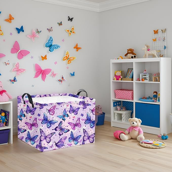 HIYAGON Rectangular Butterfly Basket Baby Storage Basket Storage Bin Organizer - Image 5
