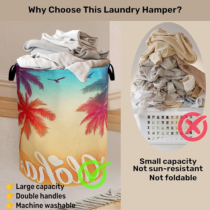 Hawaiian Sunset Foldable Canvas Laundry Basket - Image 3
