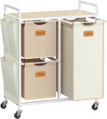 VASAGLE Laundry Hamper with 3 Compartments, 26.4 Gal. Laundry Sorter, Rolling by VASAGLEbySONGMICSHOME