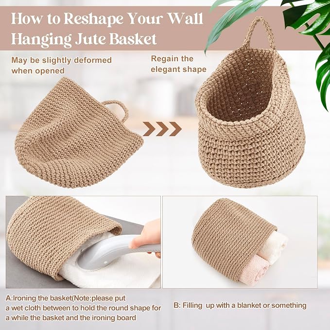 Honeydak Boho Decor Hanging Wall Baskets - Image 3