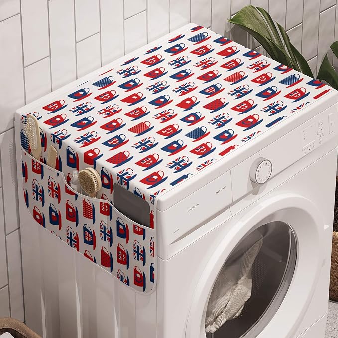 Ambesonne Tea Party Washing Machine Organizer, Britain Themed Teacup Forms by Ambesonne