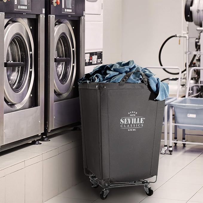 Seville Classics Large Commercial Heavy Duty Rolling Steel Frame Laundry Hamper - Image 4