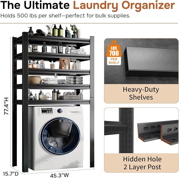Over The Washer and Dryer Storage Shelf, Suit Washing Machine Width Within 45.3" - Image 2
