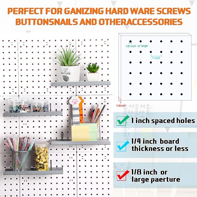 4 Pcs Pegboard Shelves Wall Organizer Brackets Pegboard Steel Tray Accessories - Image 4