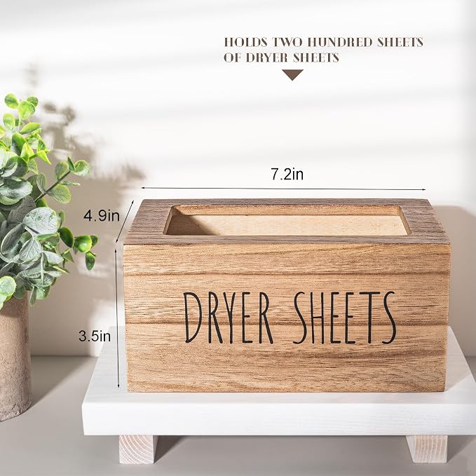 zoocatia Laundry Room Decor Dryer Sheet Container Wood Detergent Dispenser - Image 6
