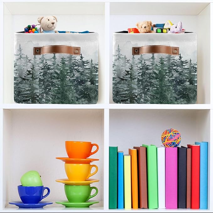 Winter Pine Forest Tree Storage Basket - Image 7