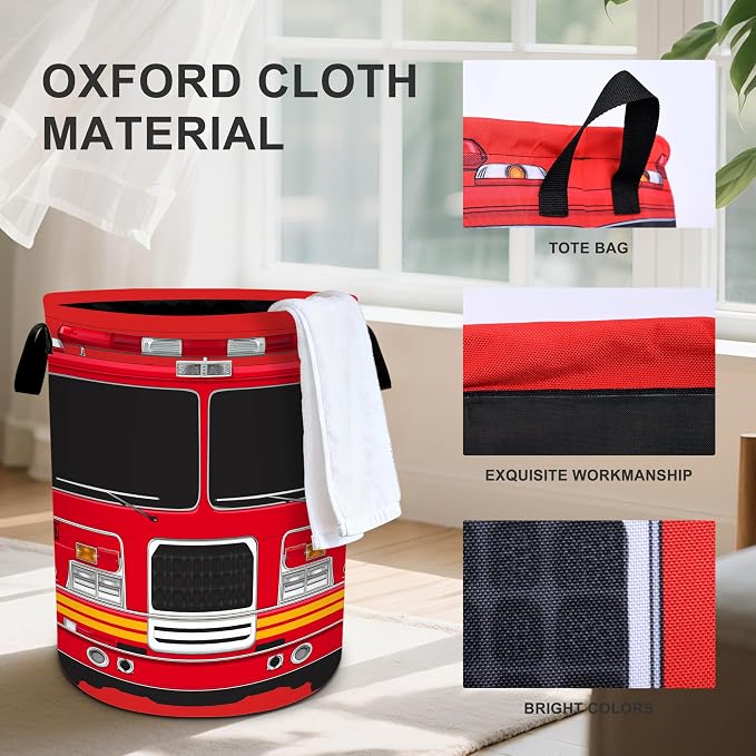 Fire Truck Laundry Basket Storage Bin Foldable Laundry Hamper Clothes Storage - Image 3