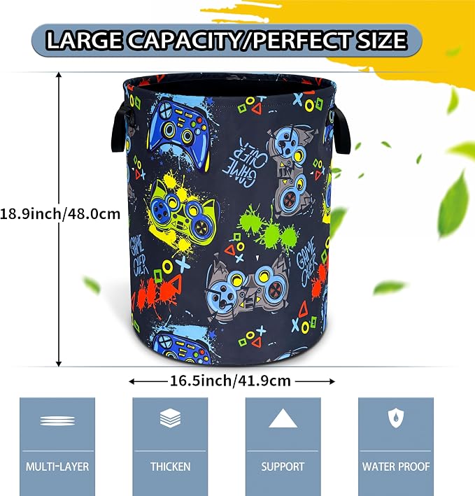 Game Laundry Basket Gamer Game Controller Foldable Waterproof Oxford Cloth - Image 2