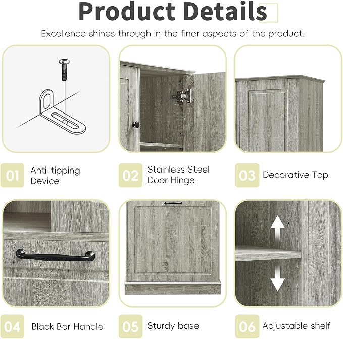 68" Tall Bathroom Storage Cabinet - Image 6