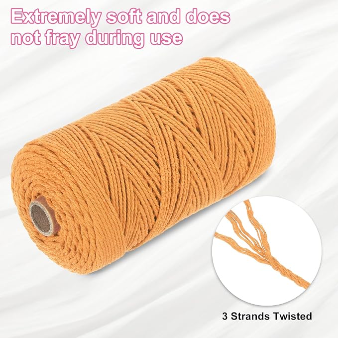 HARFINGTON Natural Macrame Cord 2mm x 220 Yards 3 Strand Twisted Cotton Macrame - Image 3