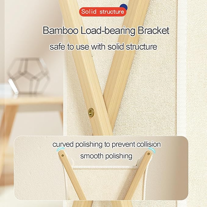 Gtzly Collapsible Laundry Baskets, Bamboo Wood X-Frame Laundry Hamper - Image 4