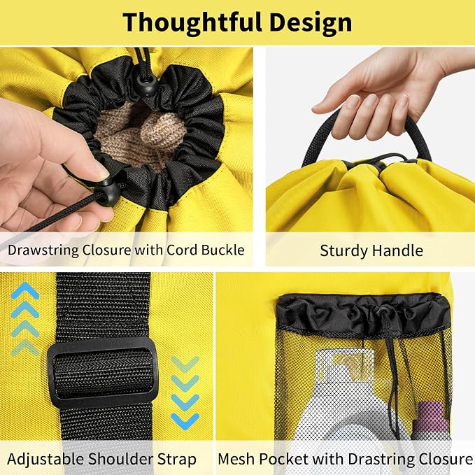 Laundry Bag Backpack with 3 Sizes Mesh Wash Bags and Shoulder Straps Foldable - Image 6