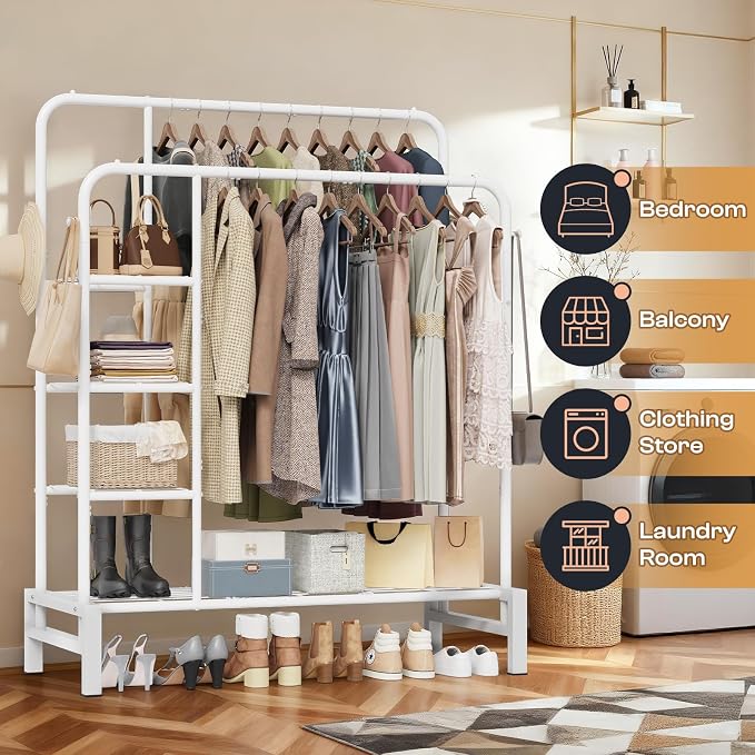 Clothes Rack for Hanging Clothes, Double Rods Clothing Rack - Image 5
