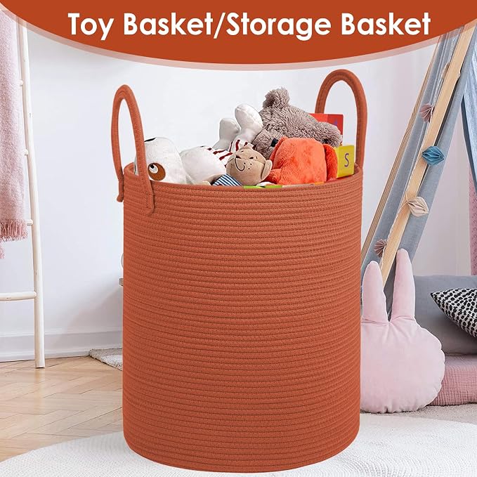 Cotton Rope Laundry Basket, Large Capacity Storage Bin - Image 4