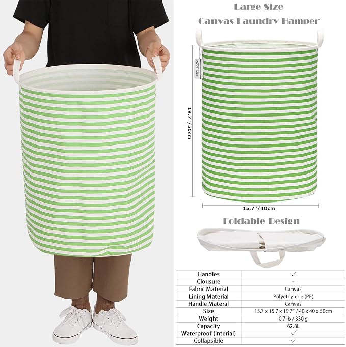 Sea Team 19.7 Inches Large Sized Waterproof Coating Ramie Cotton Fabric Folding - Image 5