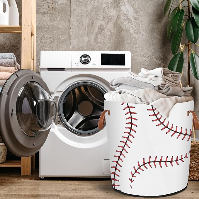 Baseball Texture Laundry Hamper Waterproof Collapsible Basket - Image 3
