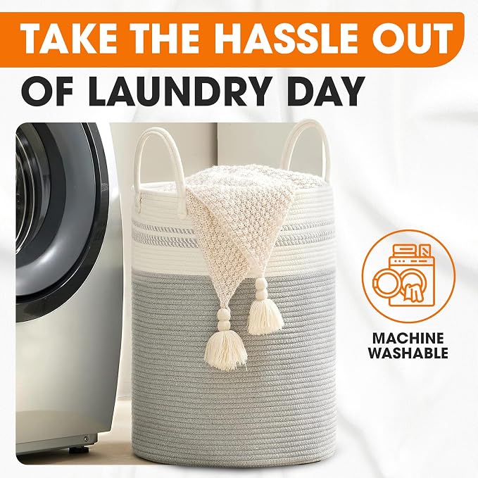 Cheer Collection Laundry Hamper, Large Woven Rope, Clothes Hamper - Image 7